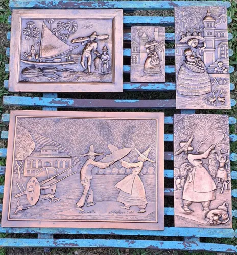 Quadros em cobre repuxados a mão em relevo / COBRARTE Ludovico