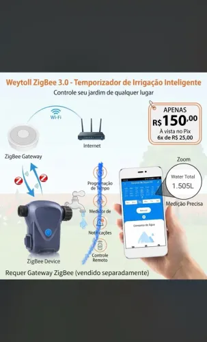 ? TEMPORIZADOR DE IRRIGAÇÃO INTELIGENTE WEYTOLL ZIGBEE 3.0
