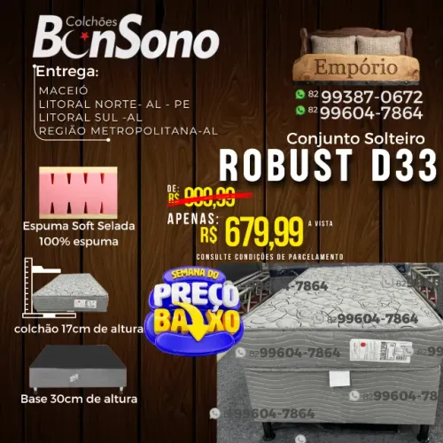 Conjunto solteiro d33 base e colchao pronta entrega Bonsono