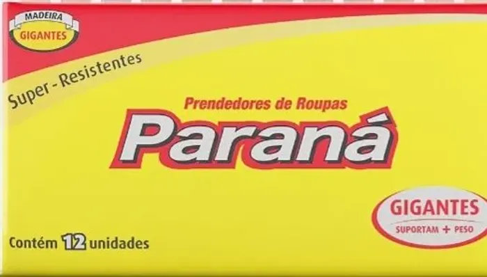 Prendedor/grampo de roupas de madeira Paraná  - Pacote com 12 unidades 