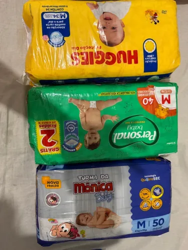 Fralda Huggies, turma da Mônica e personal 3 por 90