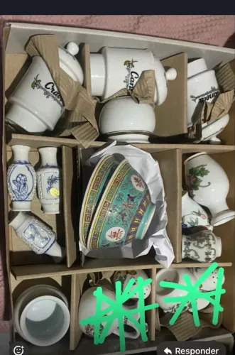 Kit 17 itens porcelana chinesa miniatura