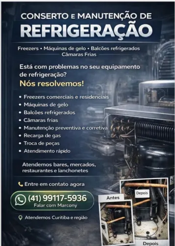 CONSERTO E MANUTENÇÃO DE FREEZER, MÁQUINA DE GELO E BALCÃO REFRIGERADO