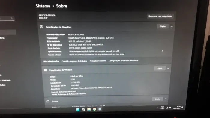 PC Completo i5 8GB + Monitor Samsung 22" + Teclado e Mouse Sem Fio