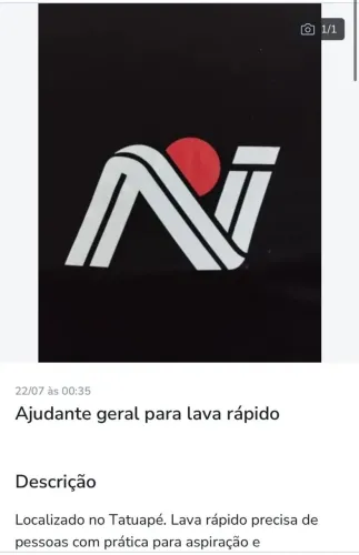 Ajudante geral (Lava rápido)