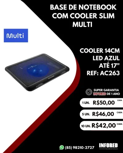 BASE DE NOTEBOOK COM COOLER SLIM MULTI (AC263)