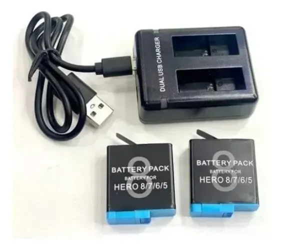 Carregador Duplo+2 Baterias 801 Para Gopro Hero 5-6-7-8