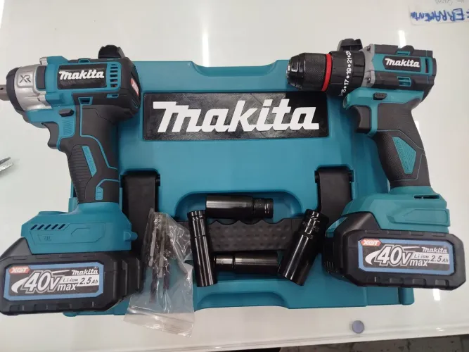Furadeira e parafusadeira e chave de impacto 2 baterias Makita