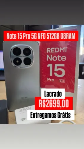Celular Xiaomi Note 15 Pro NFC 5G 512+08 Titanium Prata Lacrado