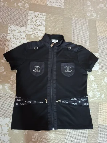 Jaqueta/Colete Preto com Zíper e Strass (Estilo Casual) - Tam XXL
