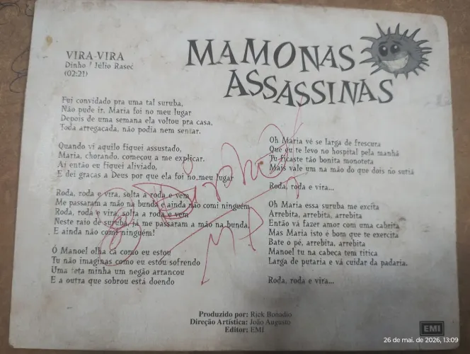 Cartão postal mamonas assassinas com autógrafo do (Dinho)