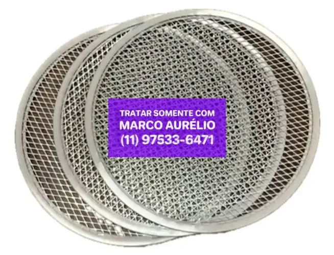 Kit de 3x Tela Redonda Para Pizza 40 Cm Em Alumínio - Kit R$ 100