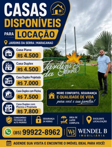 CASAS NO CONDOMÍNIO JARDINS DA SERRA MARACANAÚ