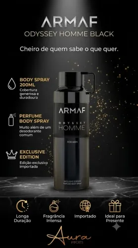 Body Splash Masculino Importado Longa Duração | Armaf Odyssey Homme Black 200ml | Campinas