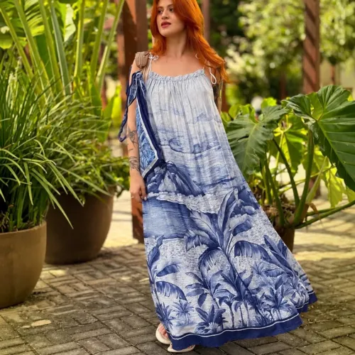 FARM novo. Vestido longo Rio Vintage tam P grande