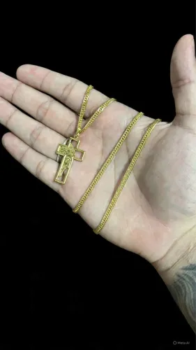 corrente banhada a ouro + pingente 