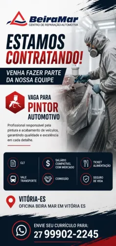 Vaga para pintor automotivo com experiência