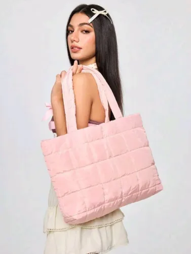 Bolsa Tote Puffer Acolchoada Grande Capacidade Casual Feminina SHEIN