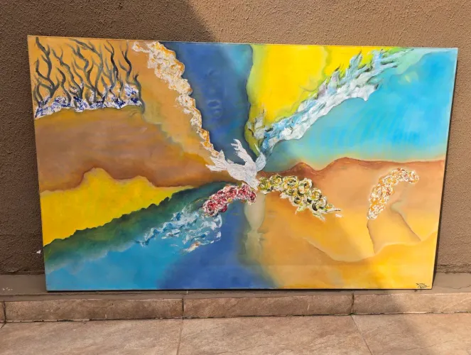 Quadro rostos ocultos em pintura à óleo