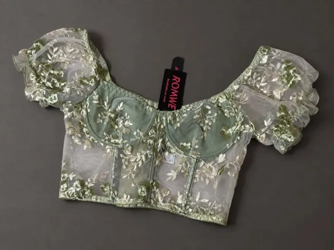 Cropped corset bordado floral