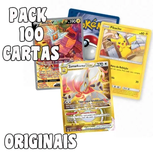 Cartas Pokemon Originais Lote 100 - Sem cards repetidas - Brilhante Garantida