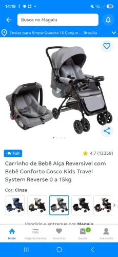Carrinho de bebe+bebe conforto coscokids,passo cartão!