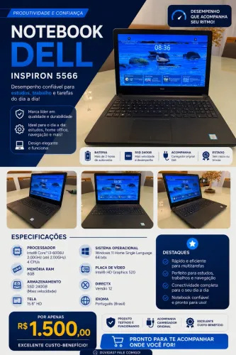 ? NOTEBOOK DELL INSPIRON 5566 - PRONTO PARA USO! ?