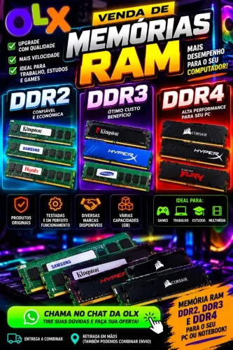 Memórias RAM DDR2 DDR3 e DDR4 | Várias Opções | Ótimos Preços