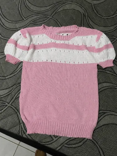 Blusa de tricô rosa