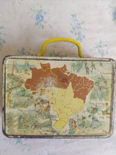 Maletinha de Lata Biscoito São Luiz Antiguidade Maleta Escolar