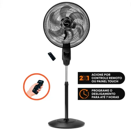Ventilador de Coluna Mallory Chronos 3 velocidades 6 Pás 220V - Preto/Grafite