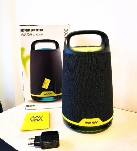 Caixa de som WAAW BOOM by Alok BLUETOOTH LEDS USB 80w na embalagem
