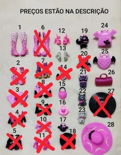 Acessórios variados Draculaura G3 Monster High ( LEIA A DESCRIÇÃO)