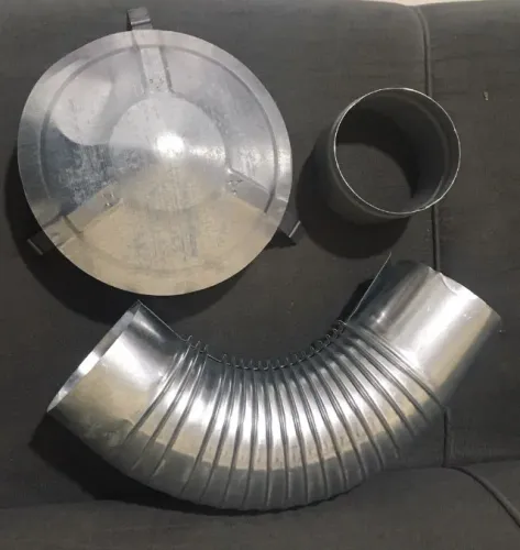 Cano Chaminé Galvanizado 120mm + Curva + Chapéu + Acabamento - NOVO