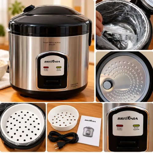 Panela Elétrica de Arroz Britânia BPA10PI 10 Xícaras - Inox