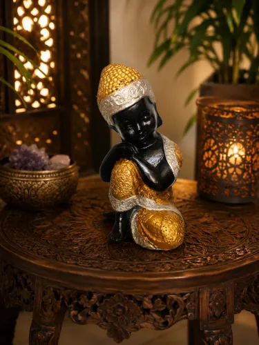 Buda Decorativo Dourado e Prata - Elegância e Boas Energias para Seu Ambiente!