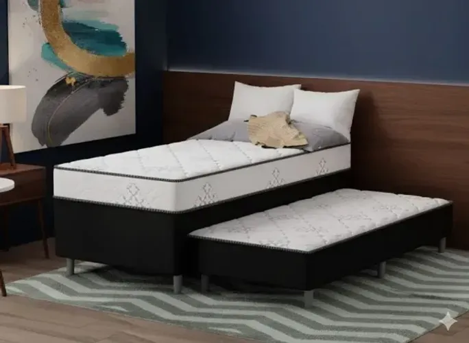 Cama box solteiro com auxiliar