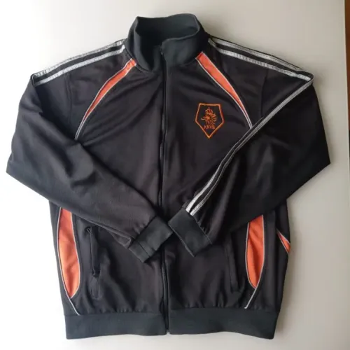 jaqueta masculina agasalho - gg - holanda knvb - kkkkadi's - preto e laranja retrô
