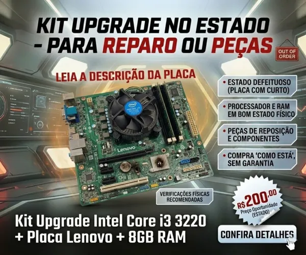 Kit - i3 3220 placa Lenovo 8gb ram (ler descrição placa)