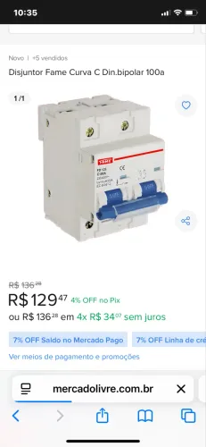 Disjuntor Bifásico 80 Amperes Fame 