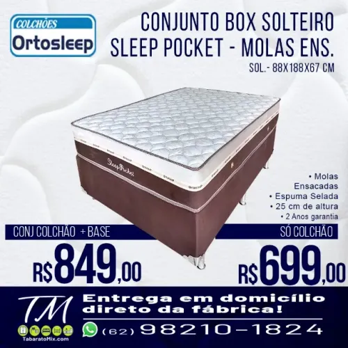 Colchão Solteiro Sleep Pocket 25CM Molas Ensacadas+ Base!! Oferta