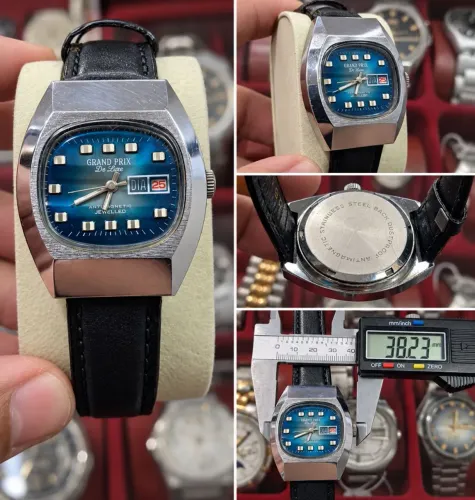 Relógio grand prix vintage azul