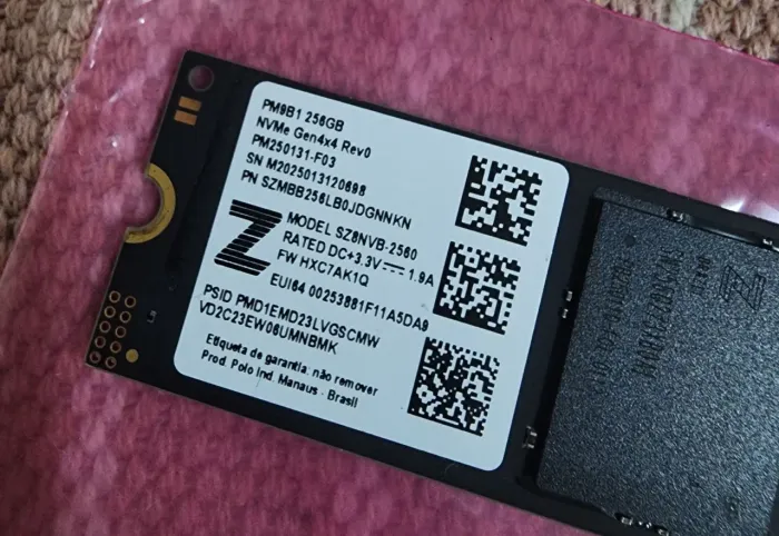 Ssd NVME Samsung 246gb