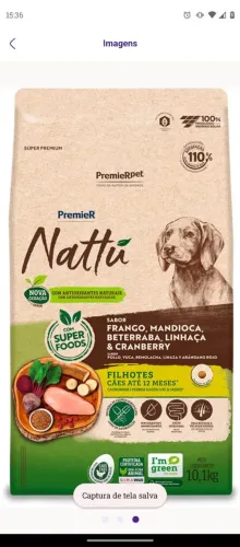RAÇÃO PREMIER NATTU CÃES FILHOTES FRANGO E MANDIOCA 10.1KG (LACRADA)