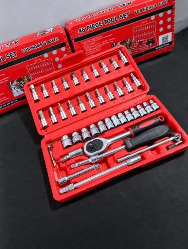 KIT DE FERRAMENTAS 46 PEÇAS + MALETA | CATRACA, SOQUETES E BITS