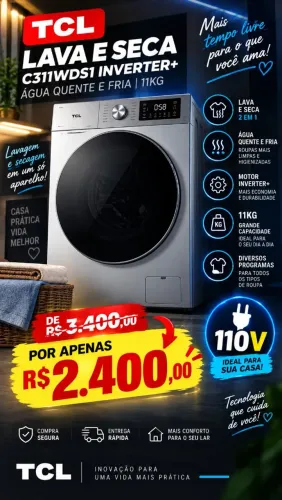 Lava e seca TCL Inverter