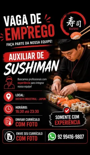Vaga de Auxiliar de Sushiman