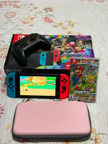 Switch V2 Completo + Jogo Físico e Pro controller