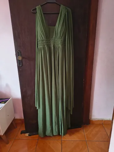Vestido longo Verde Oliva para Festa 
