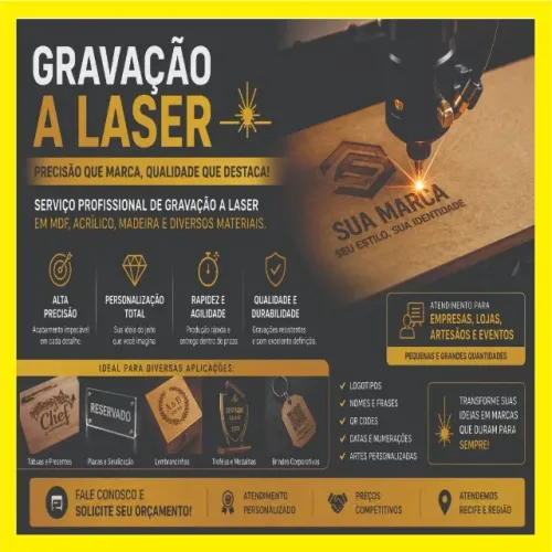 Gravação a Laser em MDF e Acrílico Personalizado em Recife